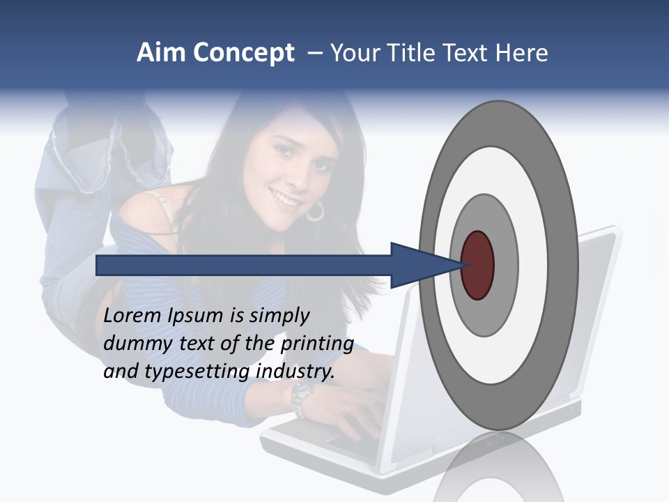 Casual Girl On A Laptop On The Floor PowerPoint Template