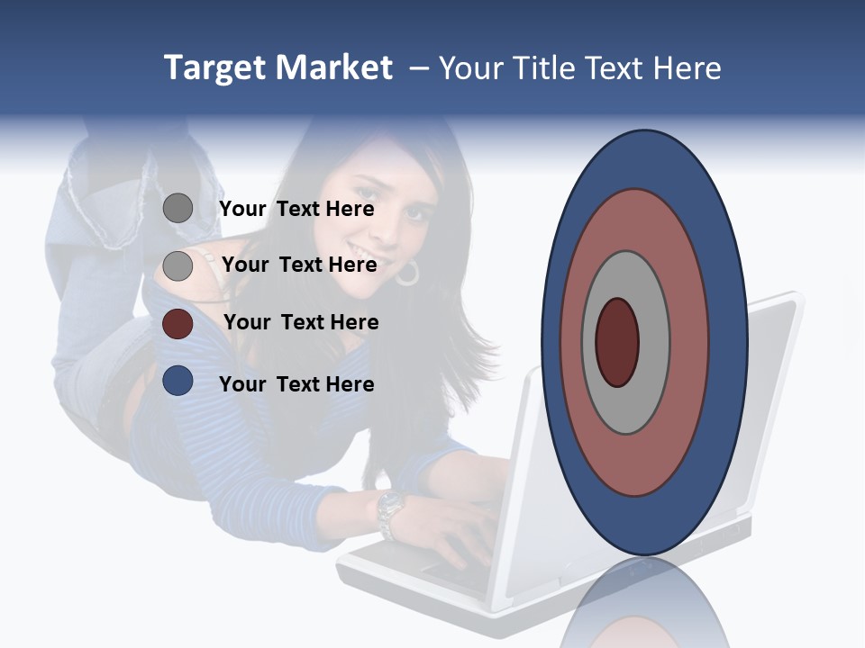 Casual Girl On A Laptop On The Floor PowerPoint Template