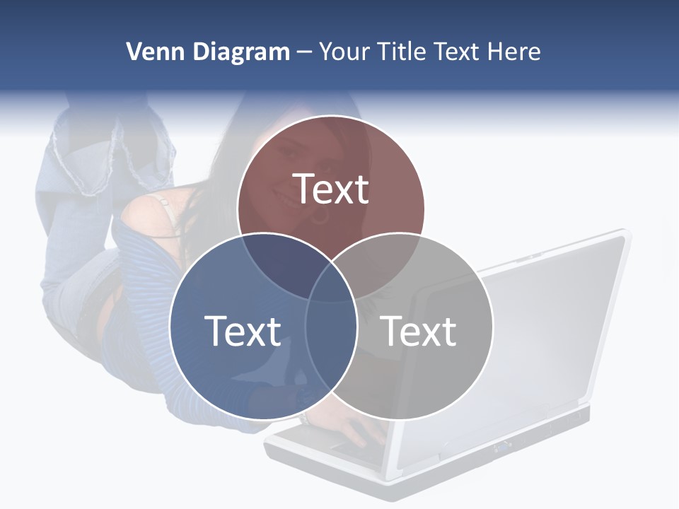 Casual Girl On A Laptop On The Floor PowerPoint Template