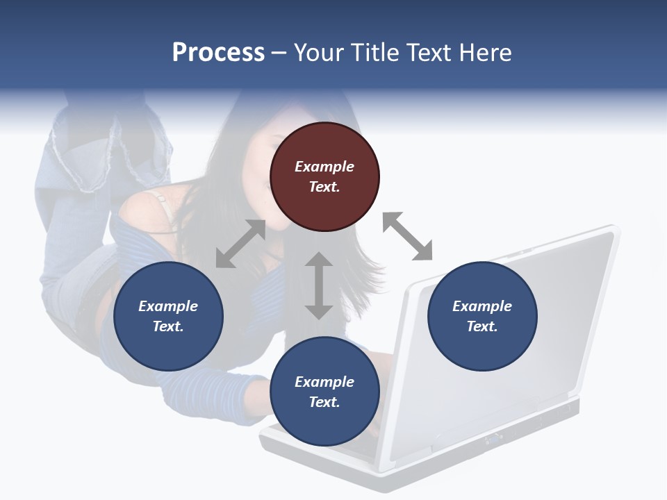 Casual Girl On A Laptop On The Floor PowerPoint Template