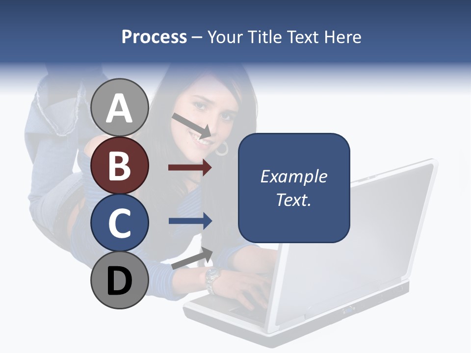 Casual Girl On A Laptop On The Floor PowerPoint Template