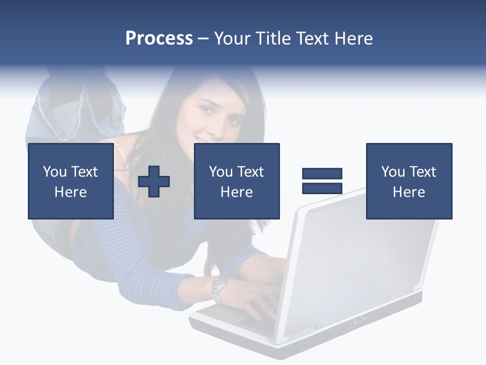 Casual Girl On A Laptop On The Floor PowerPoint Template