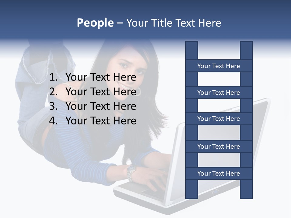 Casual Girl On A Laptop On The Floor PowerPoint Template