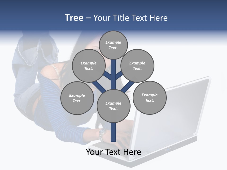 Casual Girl On A Laptop On The Floor PowerPoint Template