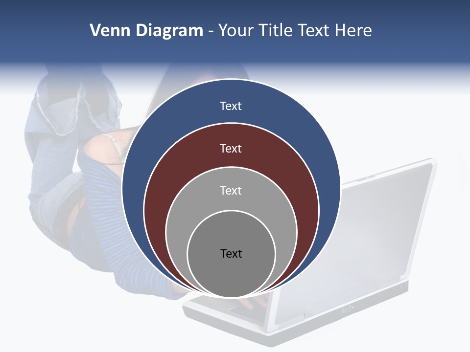 Casual Girl On A Laptop On The Floor PowerPoint Template