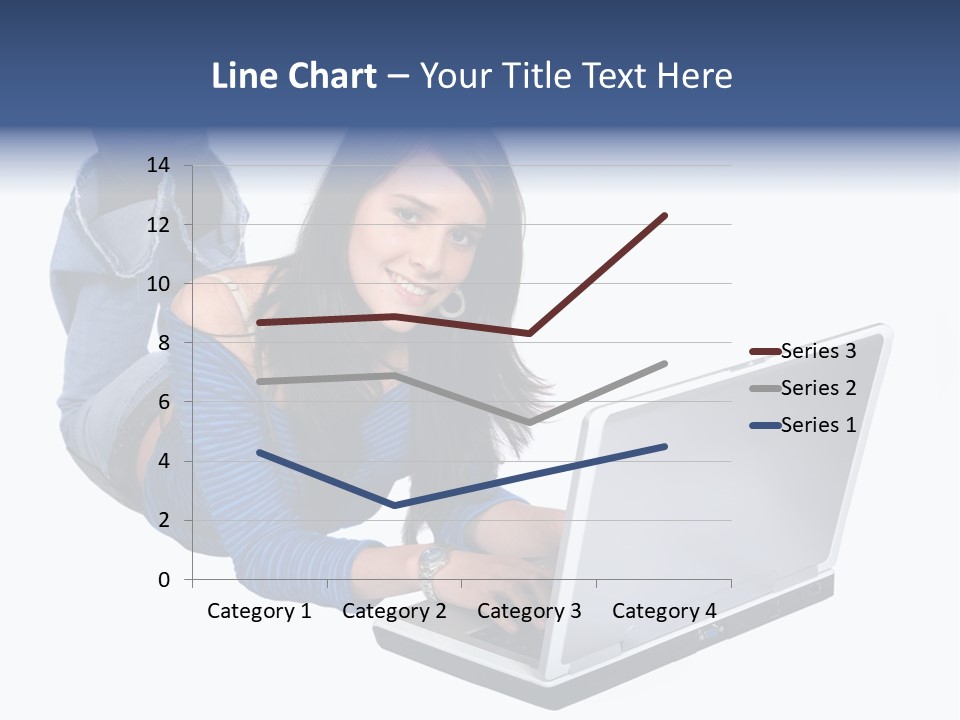 Casual Girl On A Laptop On The Floor PowerPoint Template