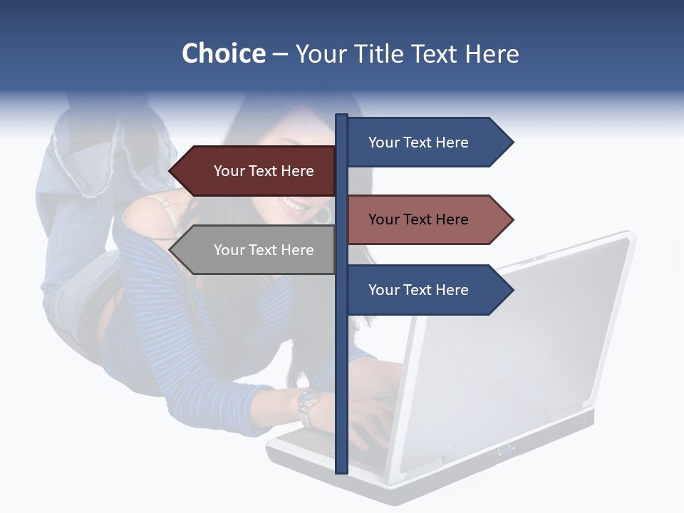 Casual Girl On A Laptop On The Floor PowerPoint Template