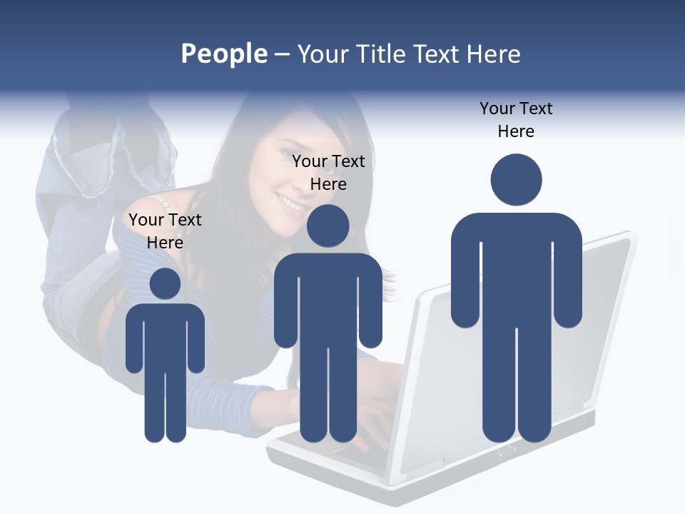 Casual Girl On A Laptop On The Floor PowerPoint Template