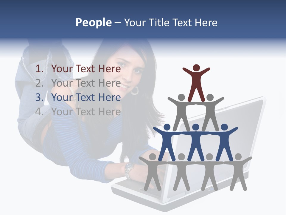 Casual Girl On A Laptop On The Floor PowerPoint Template