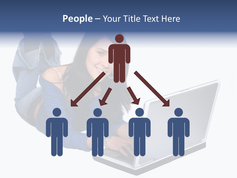 Casual Girl On A Laptop On The Floor PowerPoint Template