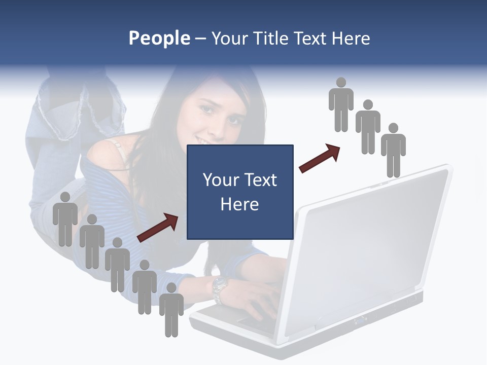 Casual Girl On A Laptop On The Floor PowerPoint Template