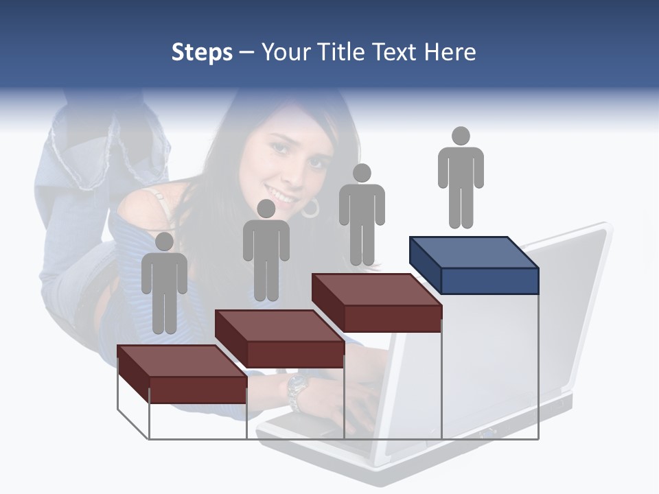 Casual Girl On A Laptop On The Floor PowerPoint Template