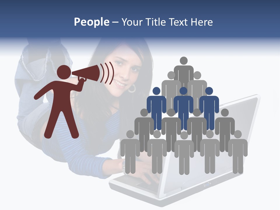 Casual Girl On A Laptop On The Floor PowerPoint Template