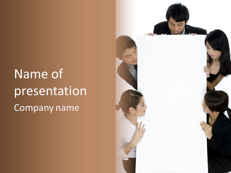 A Group Of People Holding A Large White Board PowerPoint Template