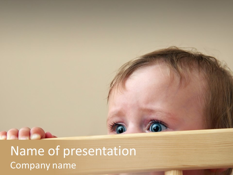 Big Baby Eyes With Fear In His Look PowerPoint Template