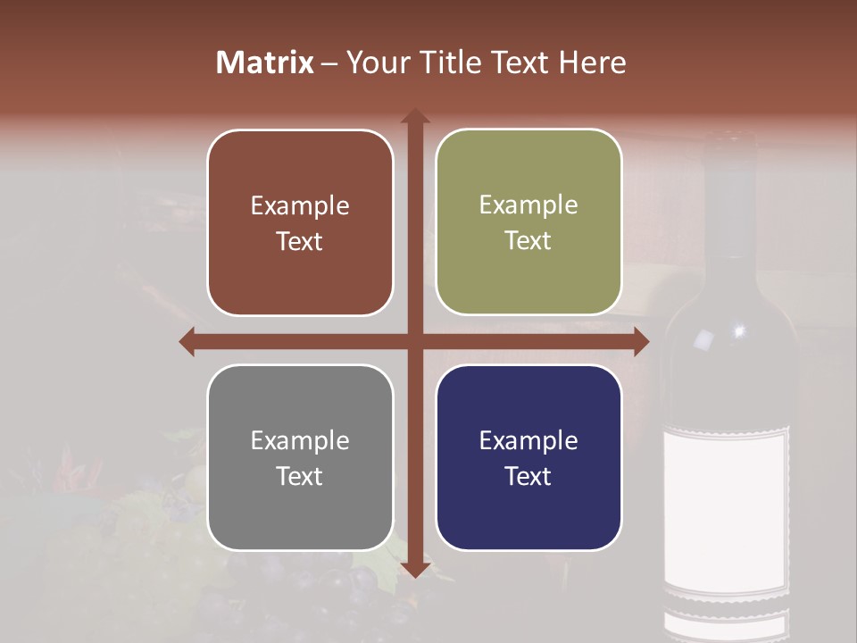 Wine Bottle With Grapes And Barrel PowerPoint Template