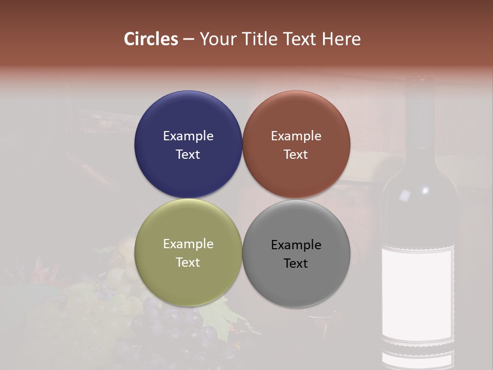 Wine Bottle With Grapes And Barrel PowerPoint Template