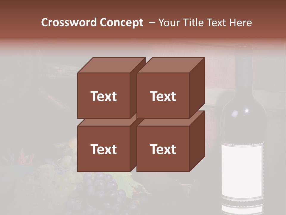 Wine Bottle With Grapes And Barrel PowerPoint Template