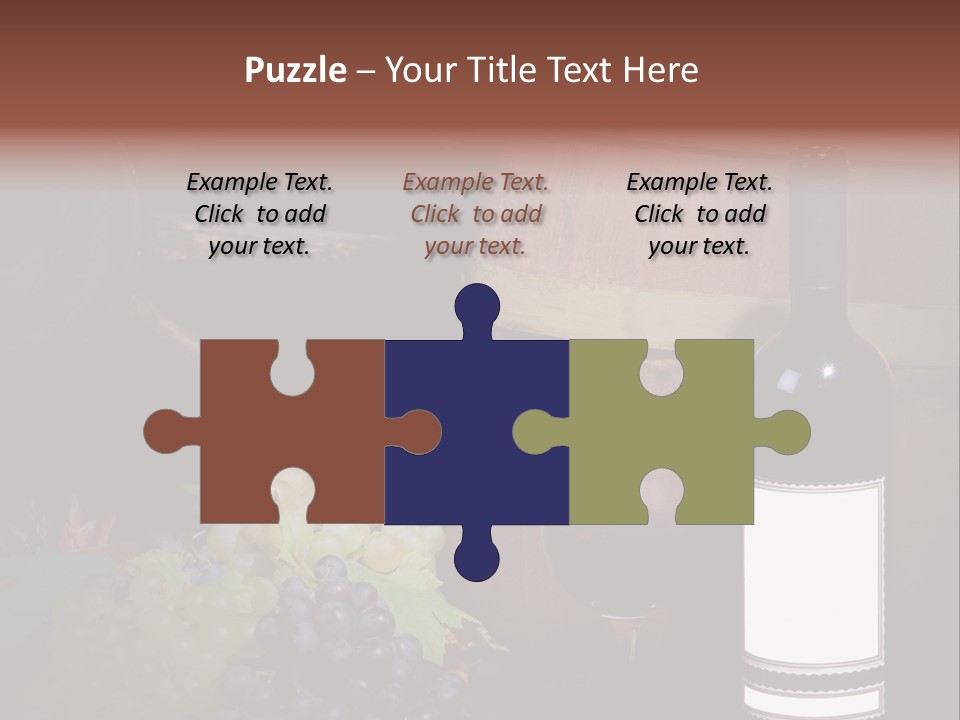 Wine Bottle With Grapes And Barrel PowerPoint Template