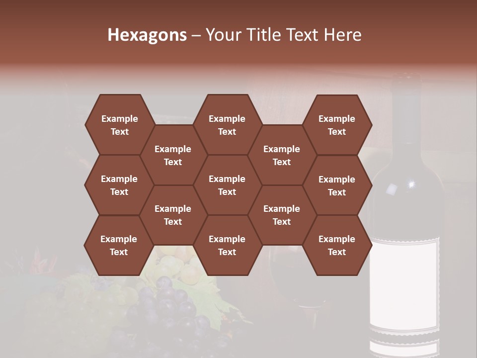 Wine Bottle With Grapes And Barrel PowerPoint Template