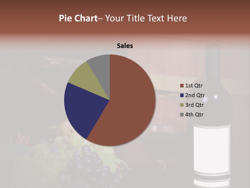 Wine Bottle With Grapes And Barrel PowerPoint Template