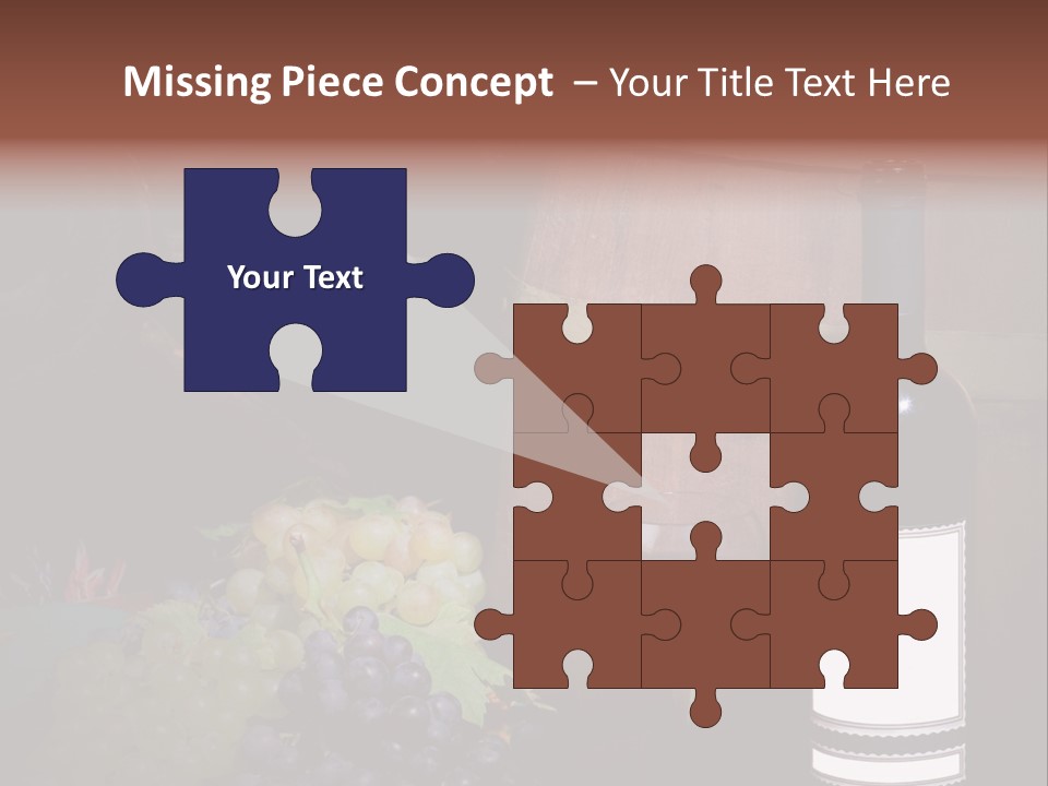 Wine Bottle With Grapes And Barrel PowerPoint Template