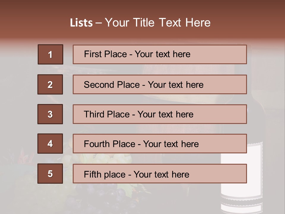 Wine Bottle With Grapes And Barrel PowerPoint Template