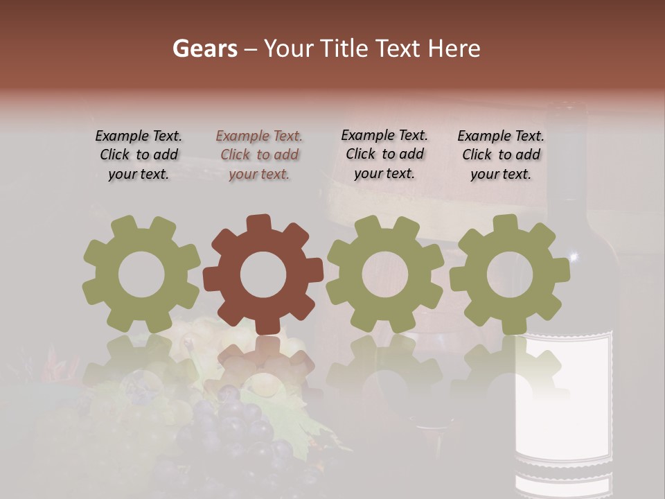 Wine Bottle With Grapes And Barrel PowerPoint Template