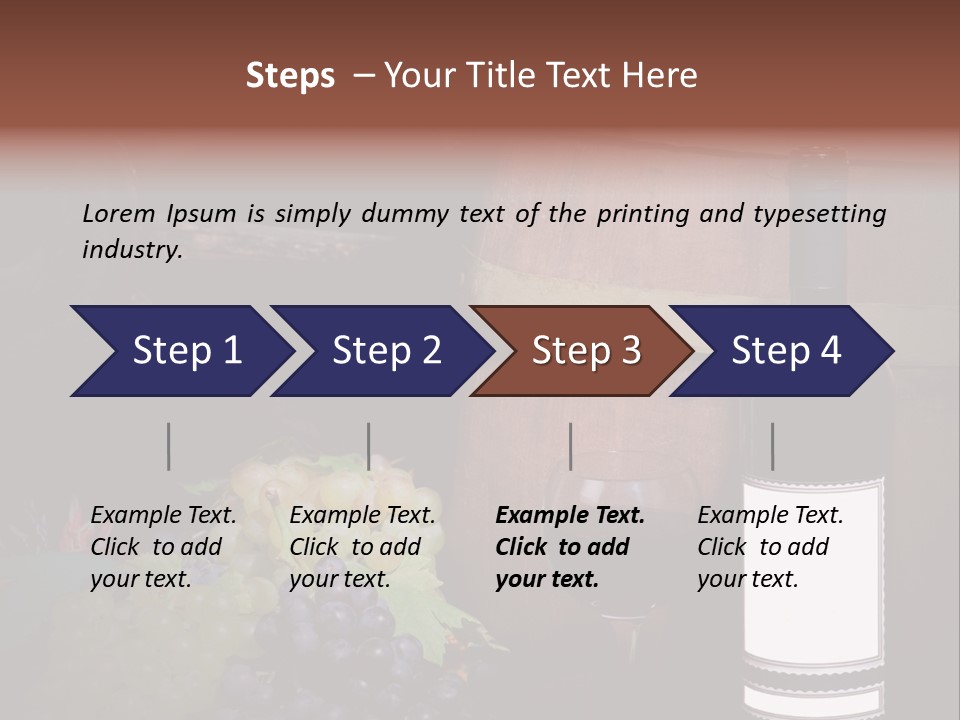 Wine Bottle With Grapes And Barrel PowerPoint Template