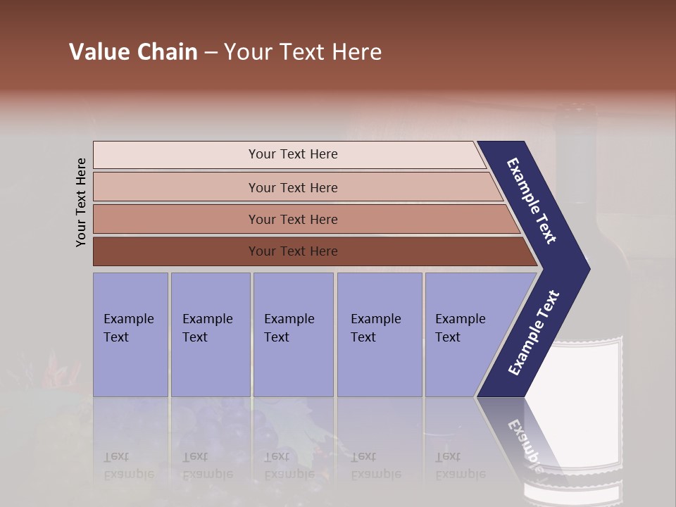 Wine Bottle With Grapes And Barrel PowerPoint Template