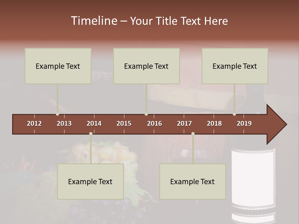 Wine Bottle With Grapes And Barrel PowerPoint Template