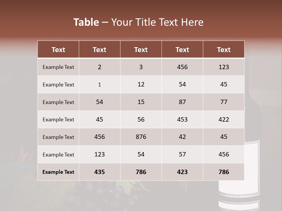 Wine Bottle With Grapes And Barrel PowerPoint Template