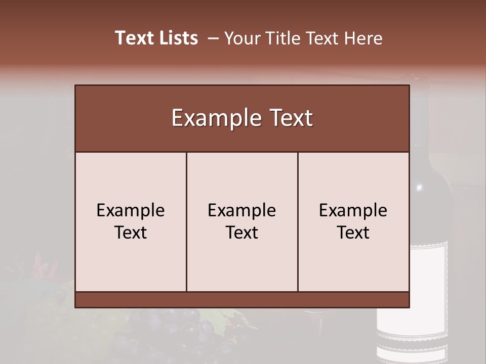 Wine Bottle With Grapes And Barrel PowerPoint Template