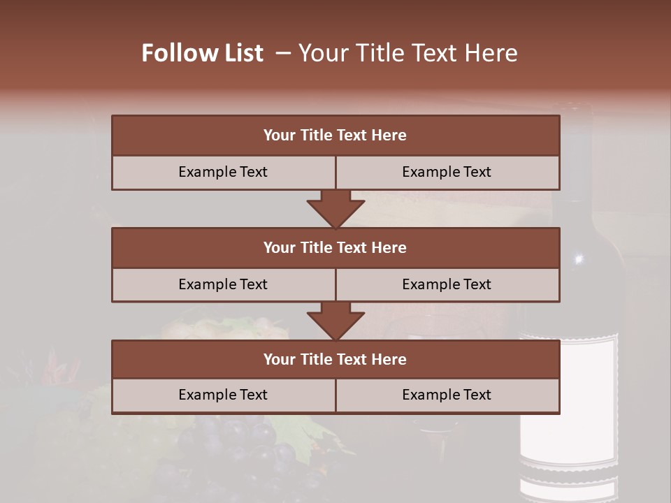 Wine Bottle With Grapes And Barrel PowerPoint Template