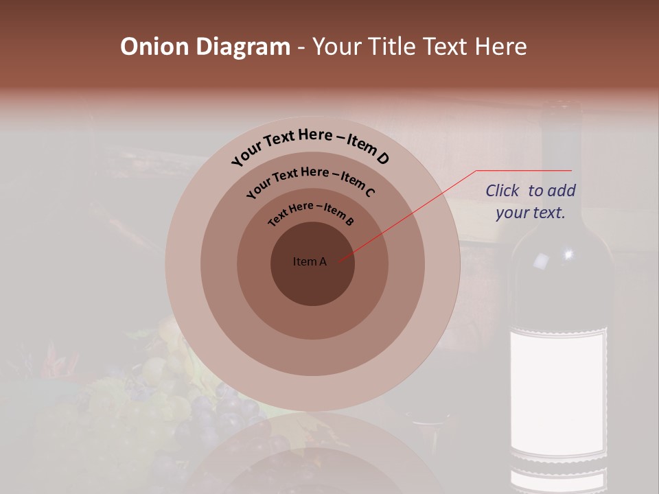 Wine Bottle With Grapes And Barrel PowerPoint Template