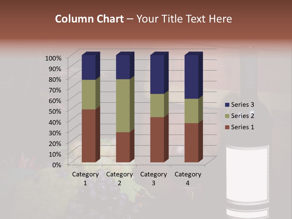 Wine Bottle With Grapes And Barrel PowerPoint Template