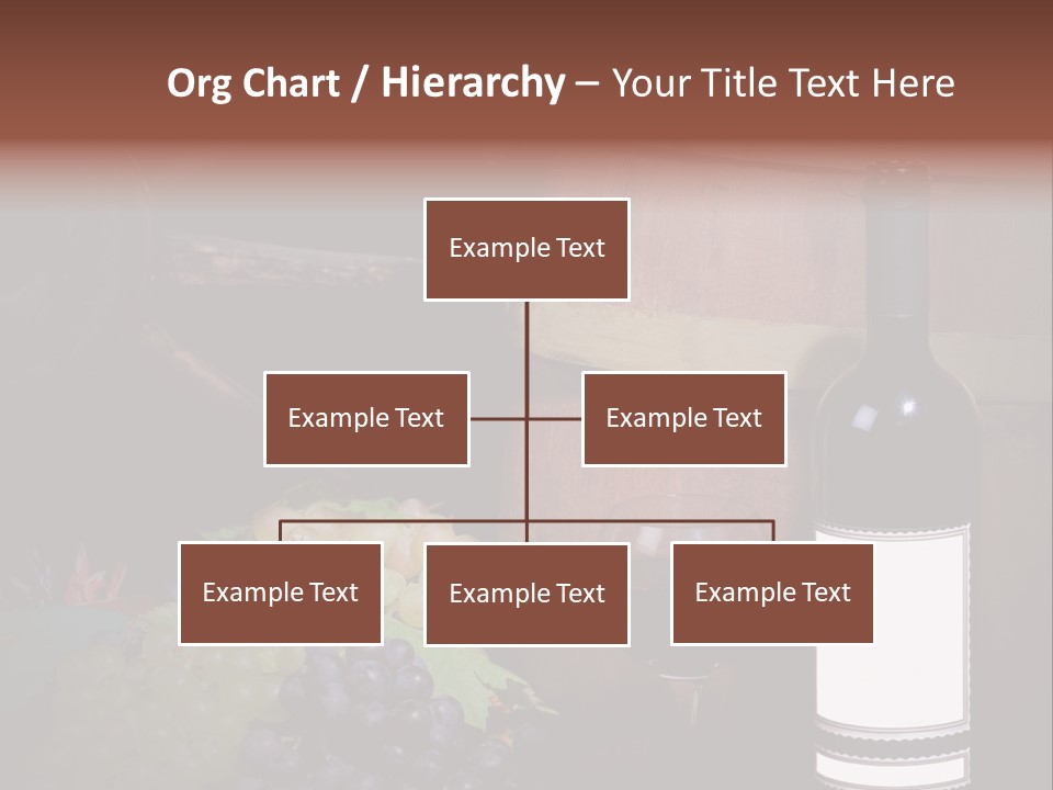 Wine Bottle With Grapes And Barrel PowerPoint Template