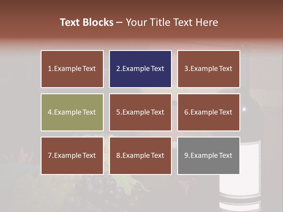 Wine Bottle With Grapes And Barrel PowerPoint Template