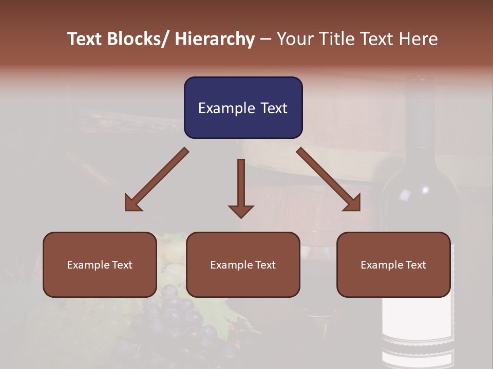 Wine Bottle With Grapes And Barrel PowerPoint Template