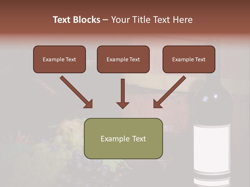 Wine Bottle With Grapes And Barrel PowerPoint Template