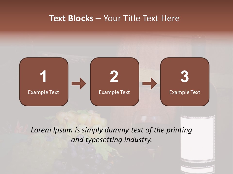 Wine Bottle With Grapes And Barrel PowerPoint Template