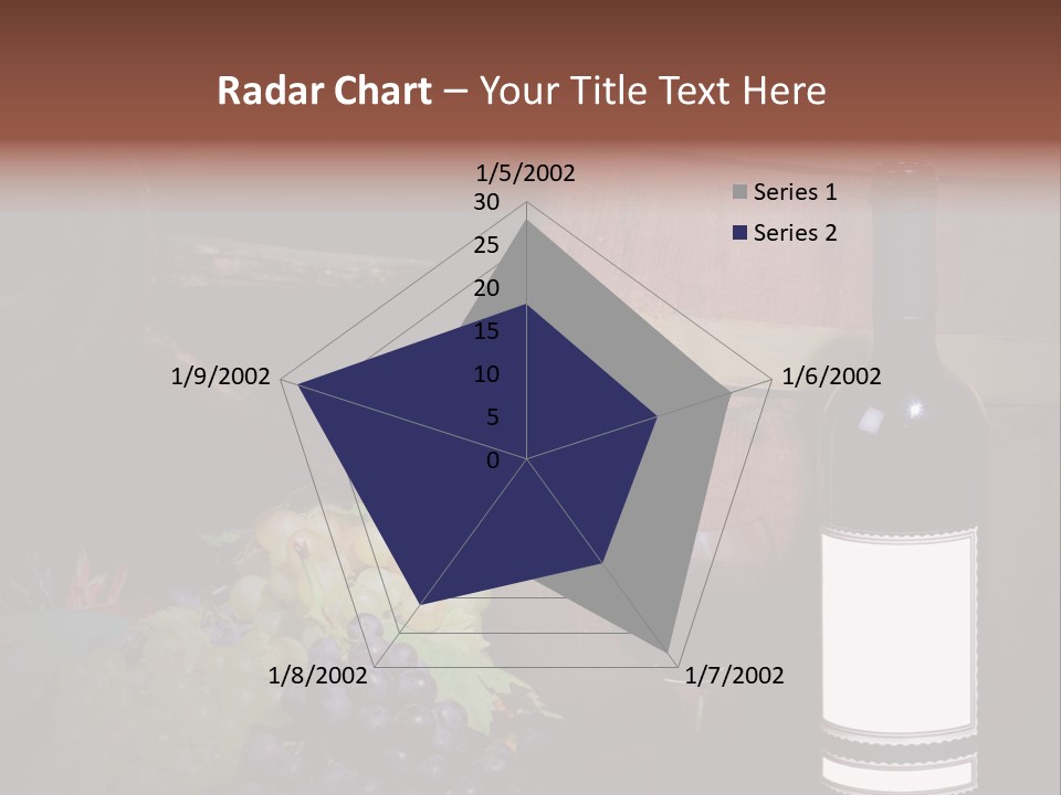 Wine Bottle With Grapes And Barrel PowerPoint Template