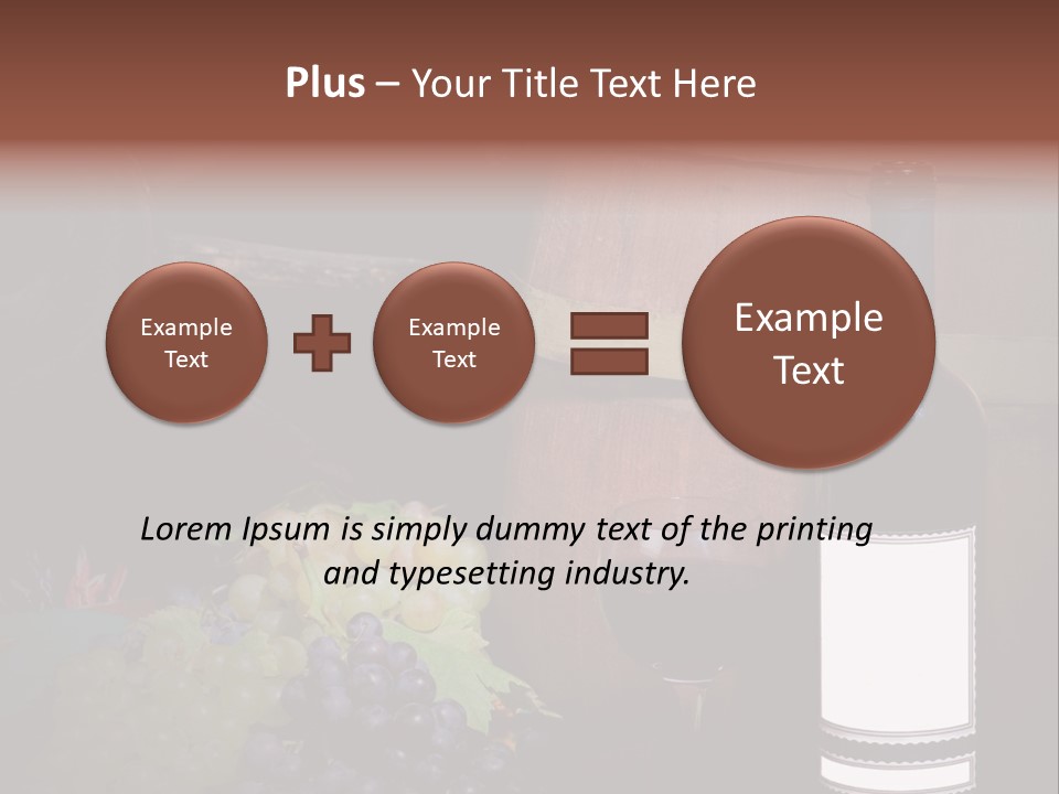 Wine Bottle With Grapes And Barrel PowerPoint Template