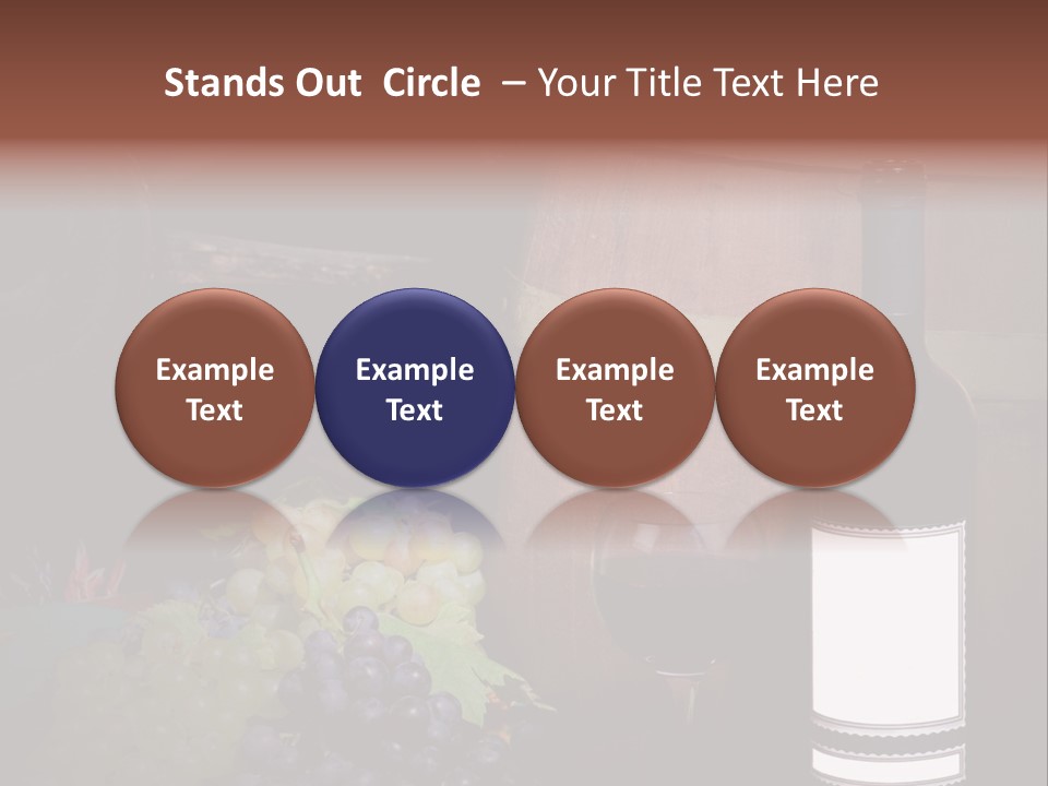 Wine Bottle With Grapes And Barrel PowerPoint Template