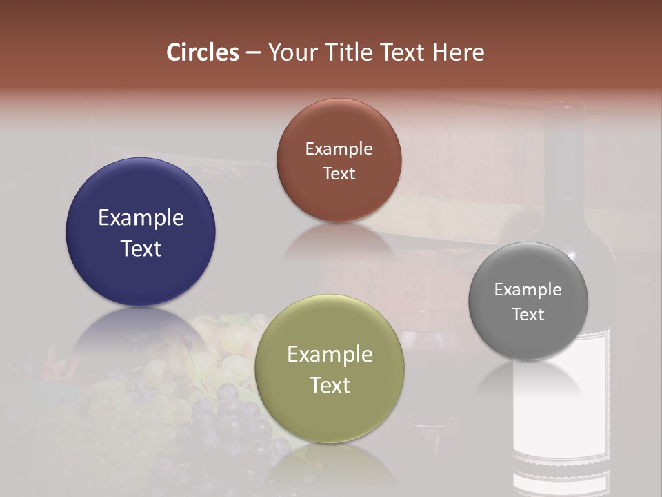 Wine Bottle With Grapes And Barrel PowerPoint Template