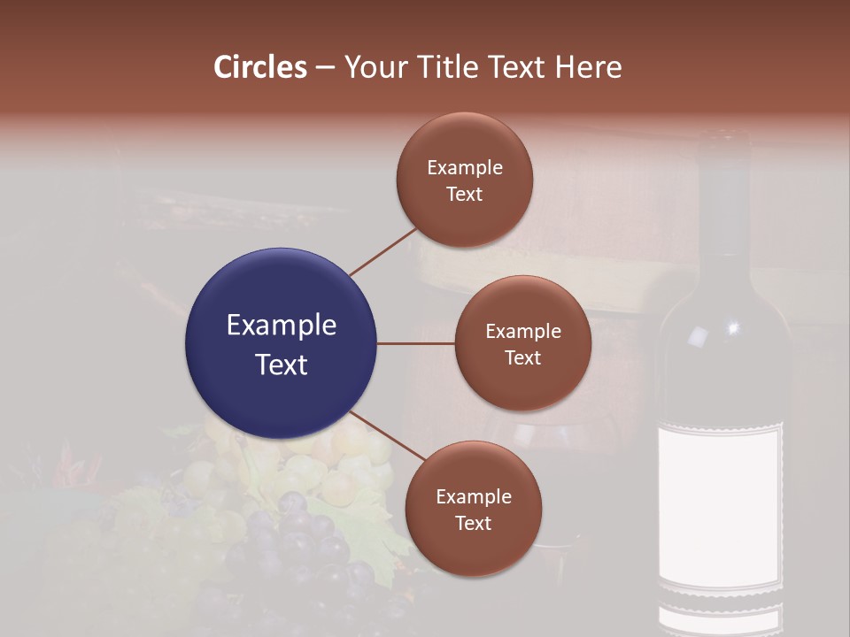 Wine Bottle With Grapes And Barrel PowerPoint Template