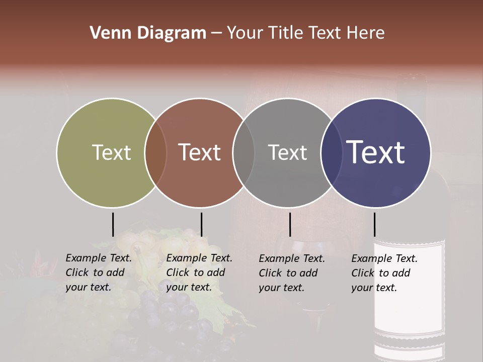 Wine Bottle With Grapes And Barrel PowerPoint Template
