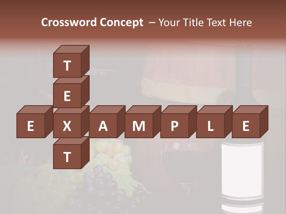 Wine Bottle With Grapes And Barrel PowerPoint Template