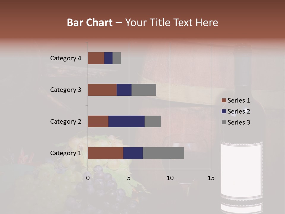 Wine Bottle With Grapes And Barrel PowerPoint Template