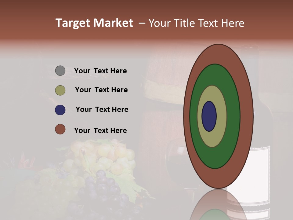 Wine Bottle With Grapes And Barrel PowerPoint Template